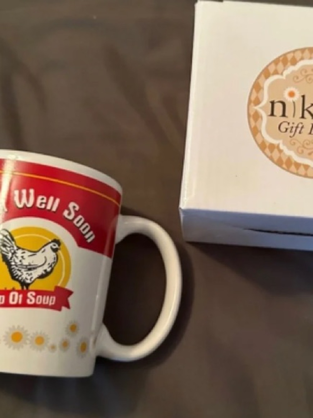 Nikky Gift Mug - White and Red Get Well Chicken Soup Design